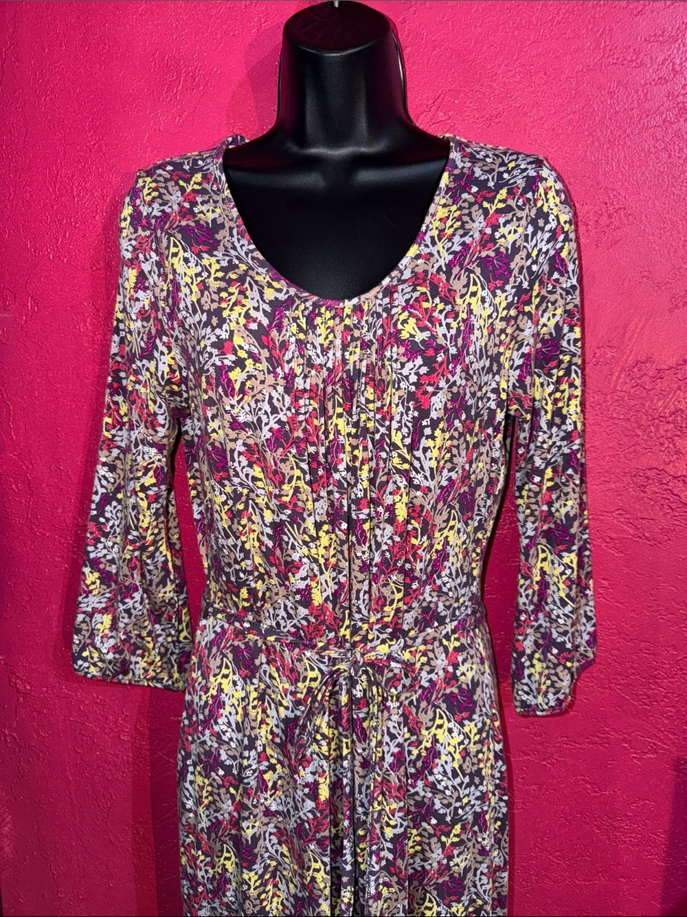 Boden Floral Scoop-Neck Midi Dress. Sz 8L. Effortless, easy to wear.